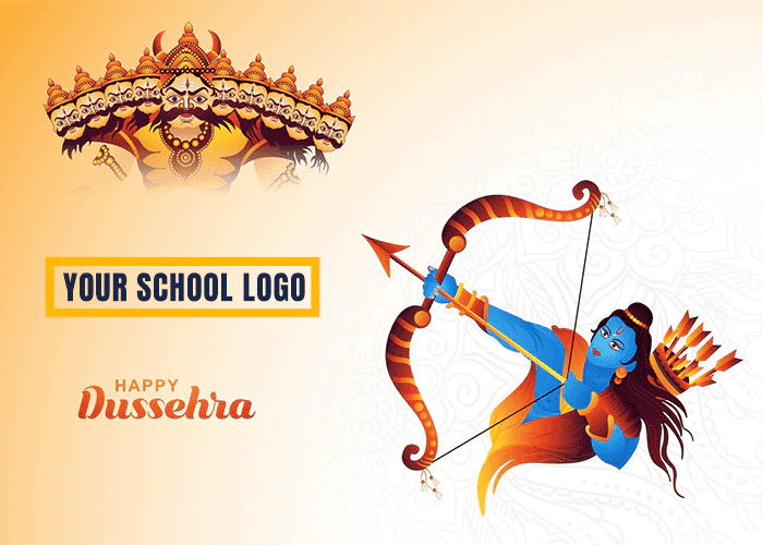 Dussehra festival greeting banner design for schools