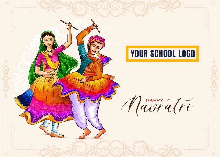 Navratri festival greeting banner design for schools