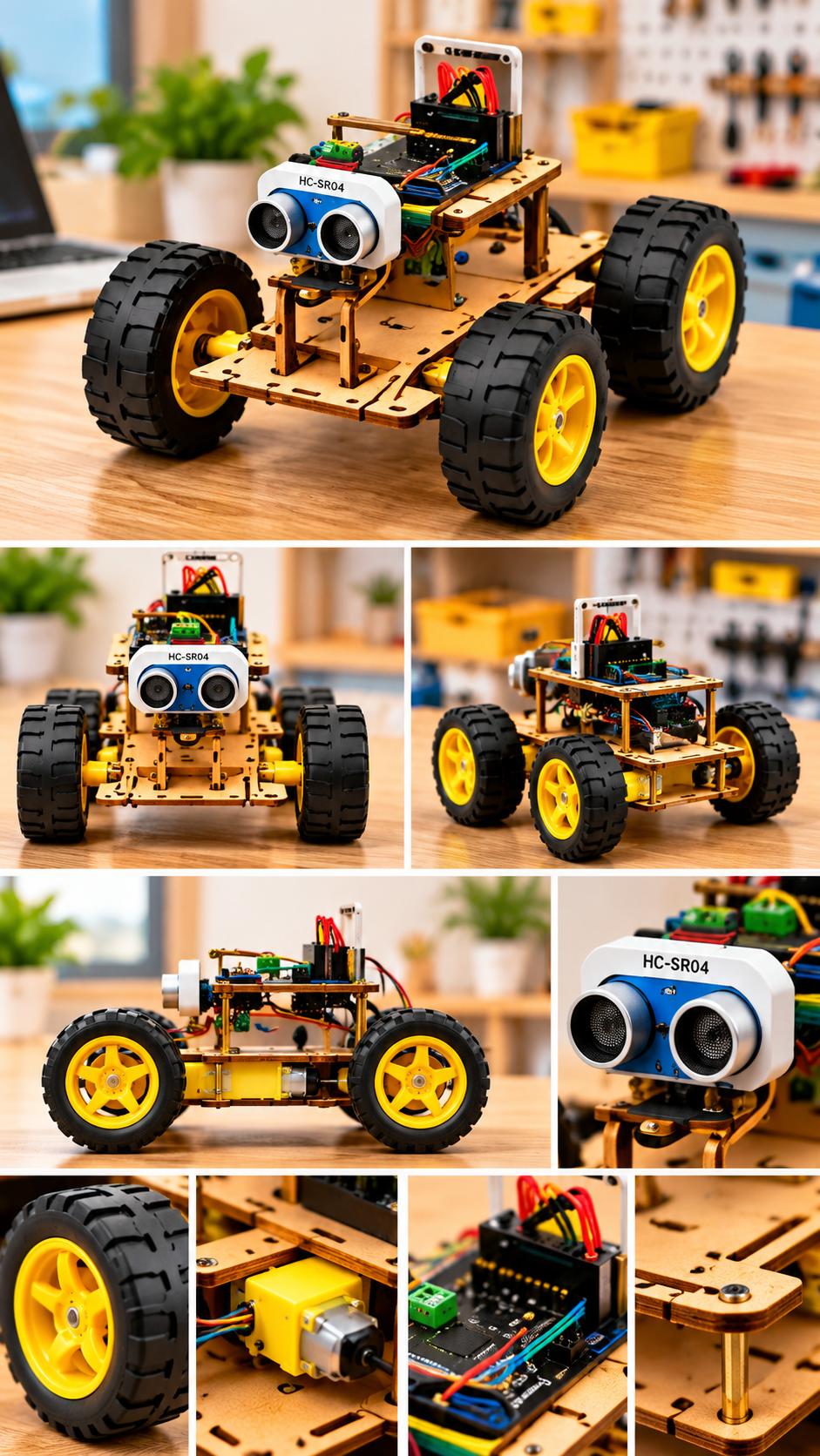 CraftiQ MDF rover car project built with Neobot components