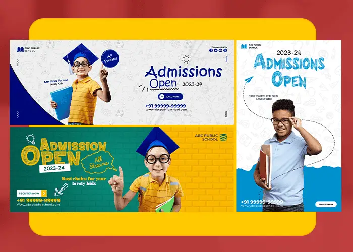 Flex and hoarding design for school marketing samples