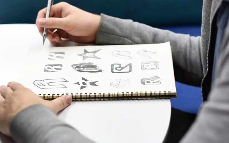 Professional school logo designing process illustration