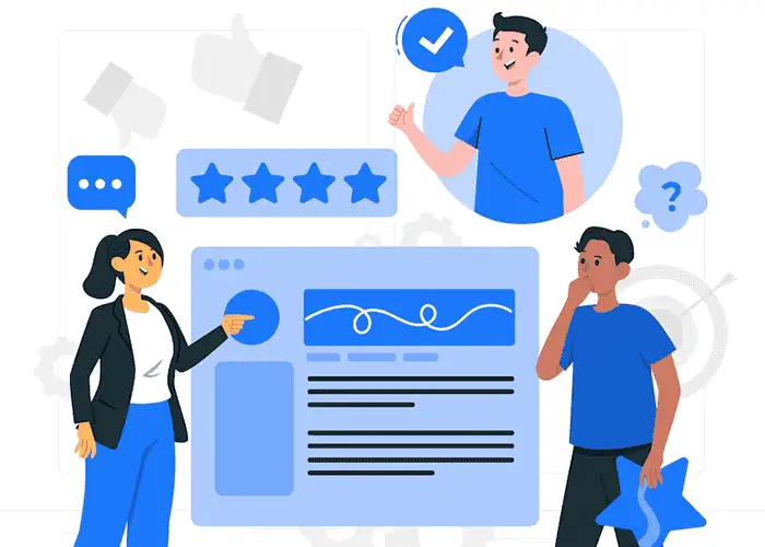 Client feedback and logo revision process illustration