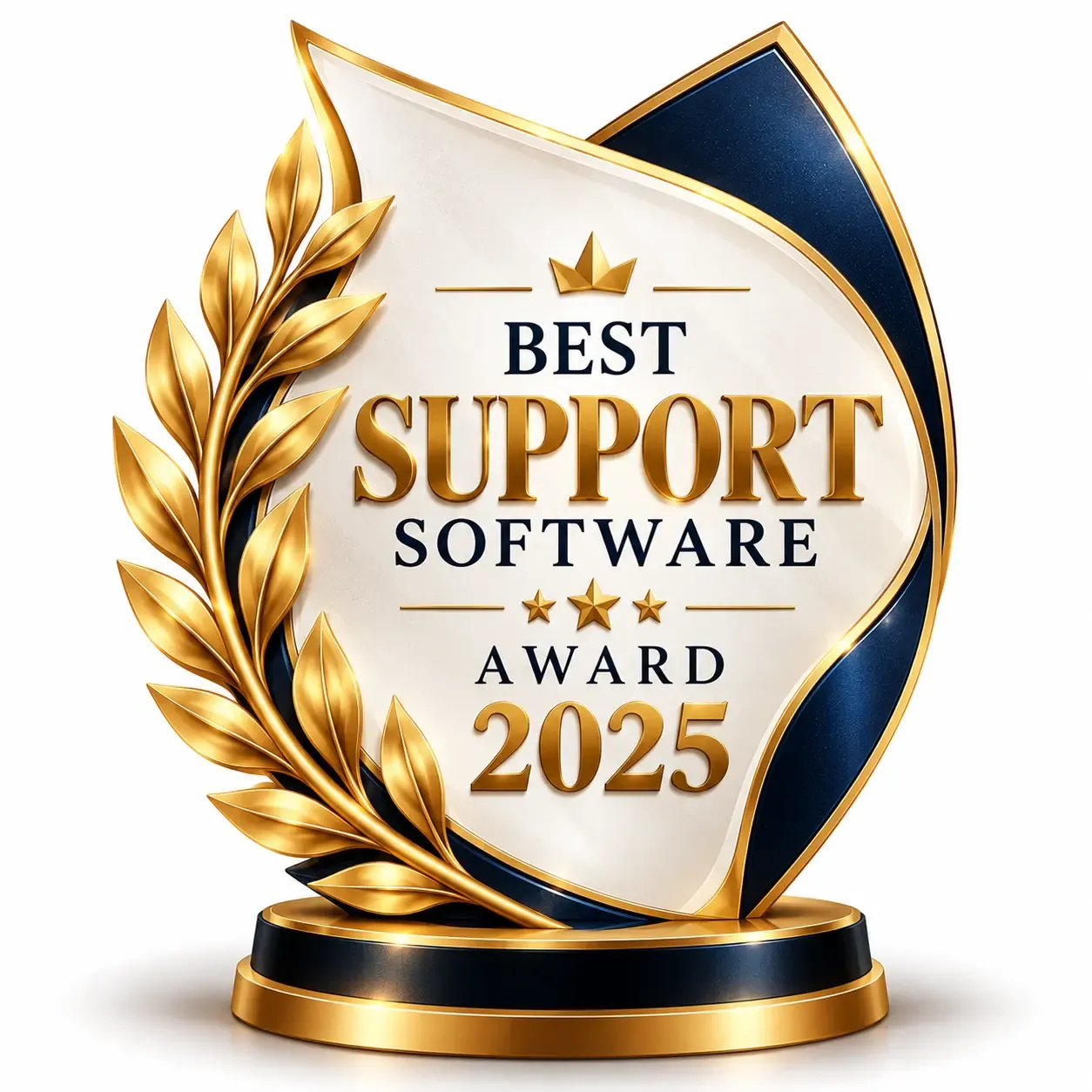 Best Support Software Award 2025 trophy &ndash; Class ON AI-powered school ERP software