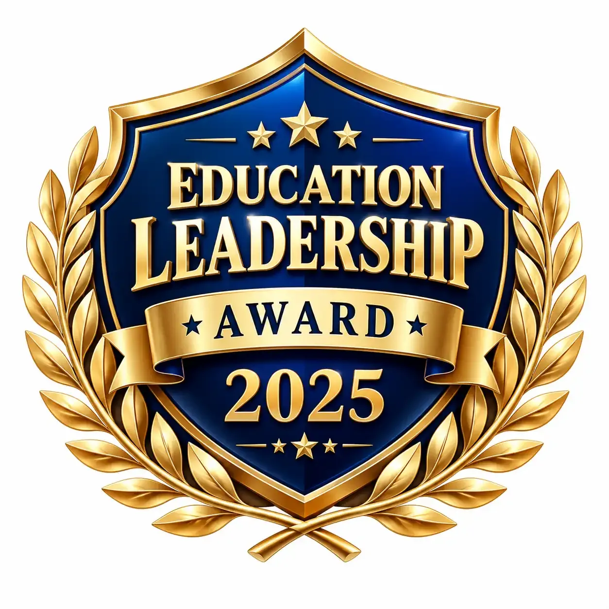Education Leadership Award 2025 gold and blue shield &ndash; Class ON school ERP software