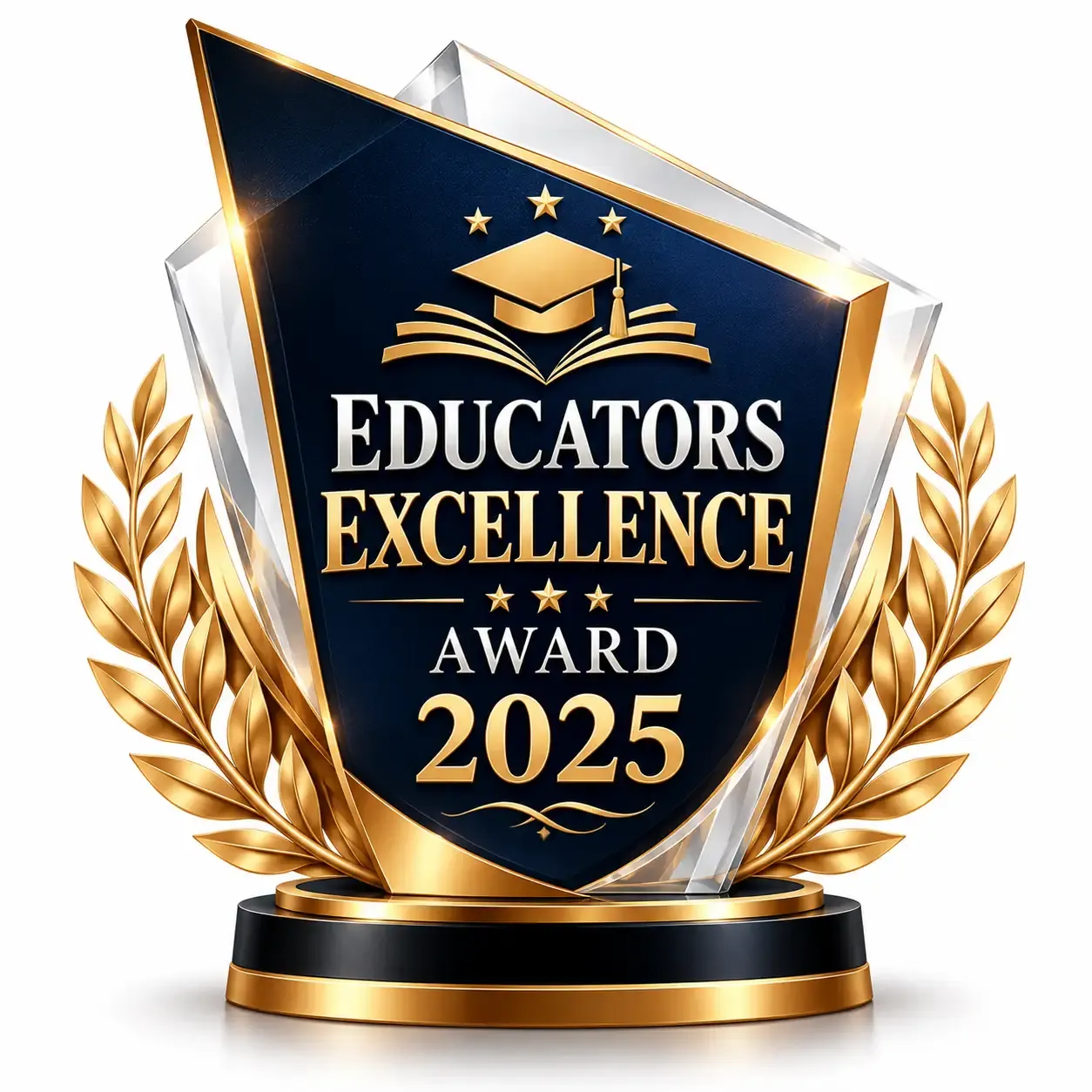 Educators Excellence Award 2025 trophy with graduation cap &ndash; Class ON school management software