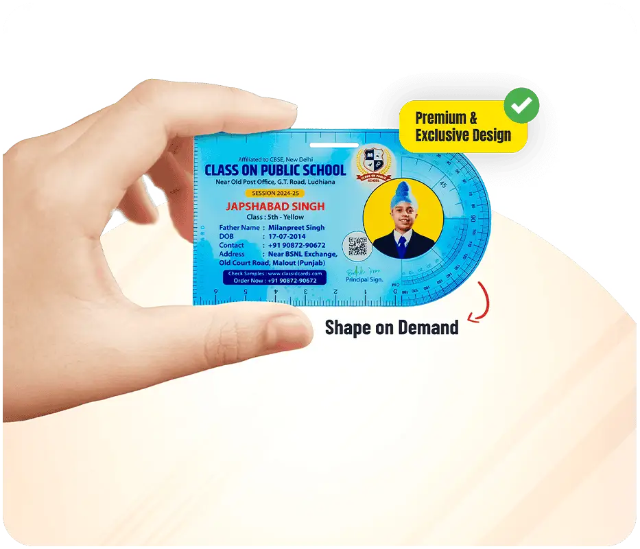 Custom school ID card designing tool interface preview