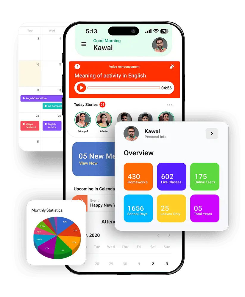 All in one school ERP dashboard interface preview