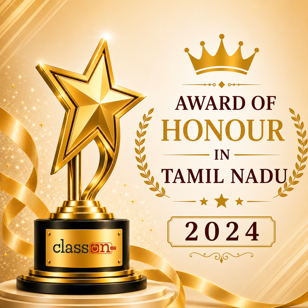 Award of Honour Tamil Nadu 2024 - Class ON AI Powered School ERP Software