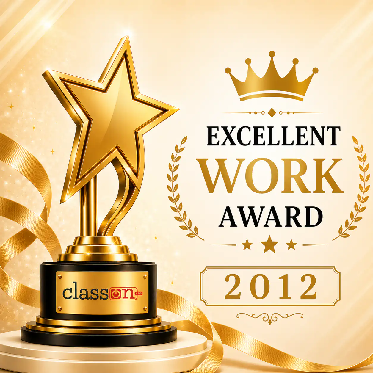 Excellent Work Award 2012 - Milan Hans Class ON AI Powered School ERP Software