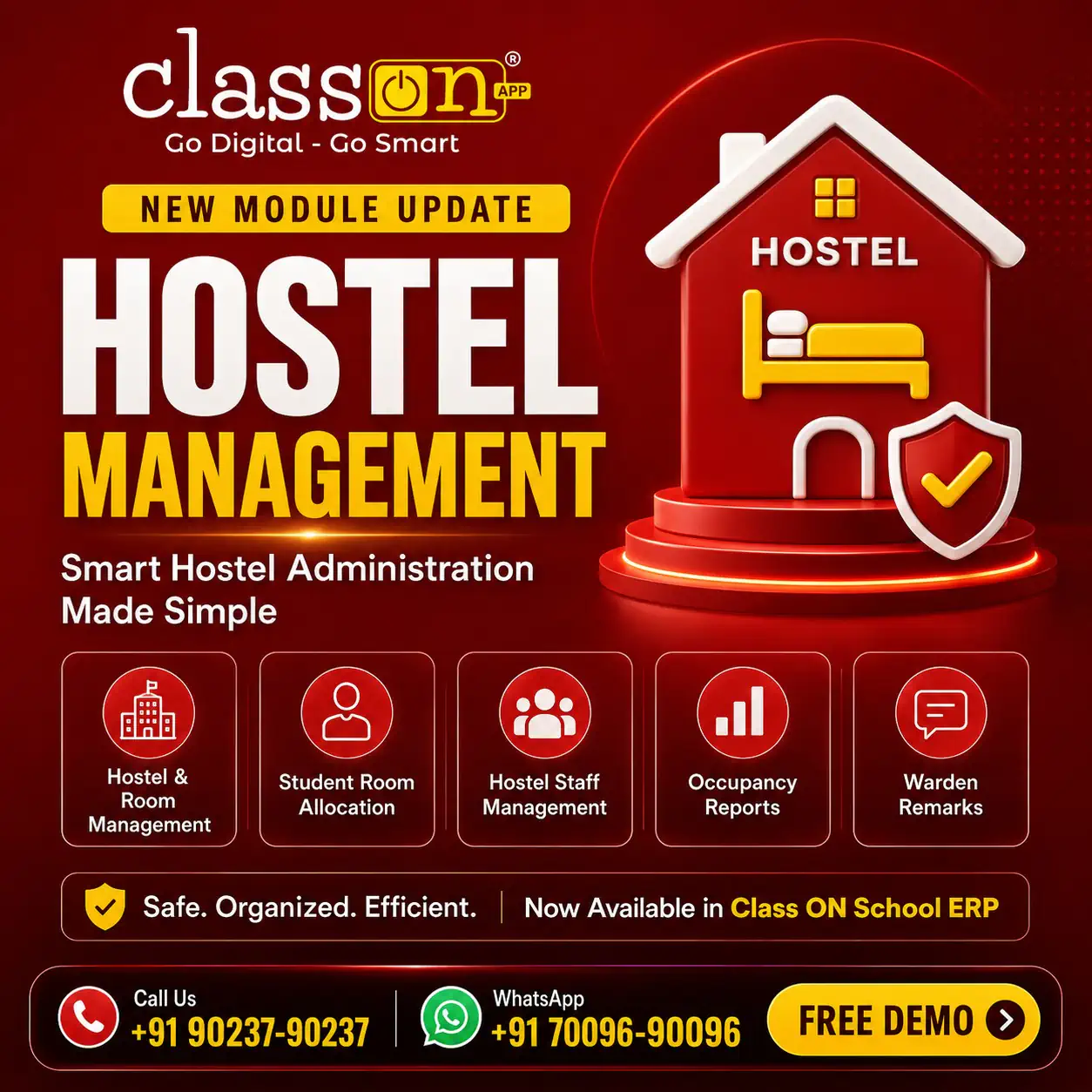 Hostel Management Module | Class ON School ERP