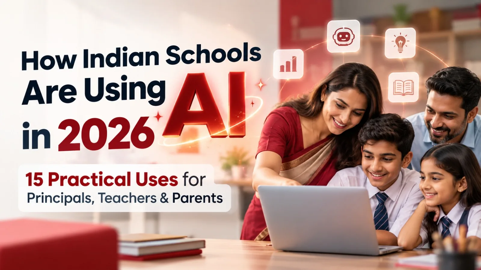 Indian parents and students on laptop showing how Indian schools are using AI in 2026